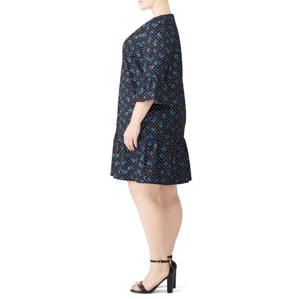 Draper James X ELOQUII Forget Me Dots Floral Drop Waist Flounce Dress - Size 16 - Picture 6 of 13